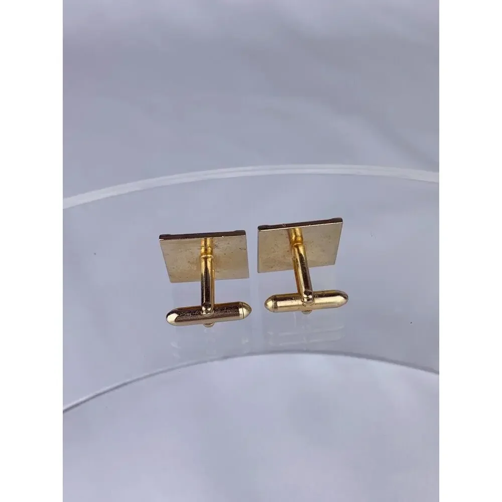 Crown Shield Coat of Arms 12k Gold Plate Cufflinks Simple Crest Heraldry VTG O1